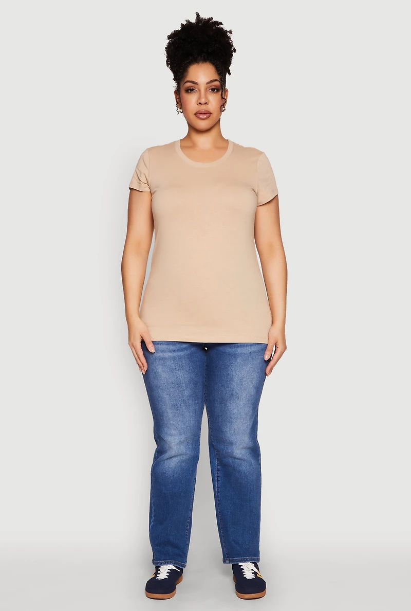 Womens Plus Basic Crew Neck Tee,