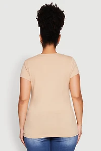Womens Plus Basic Crew Neck Tee,