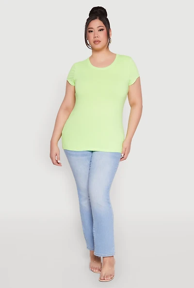 Womens Plus Basic Crew Neck Tee,