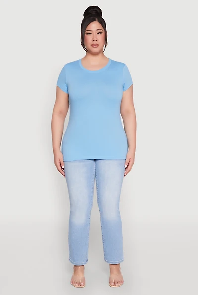 Womens Plus Basic Crew Neck Tee,
