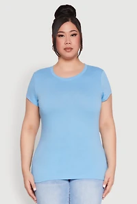 Womens Plus Basic Crew Neck Tee,