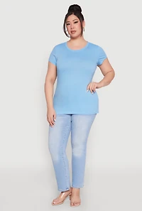 Womens Plus Basic Crew Neck Tee,