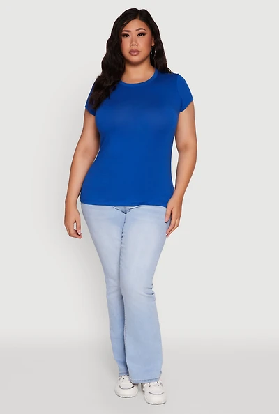 Womens Plus Basic Crew Neck Tee,