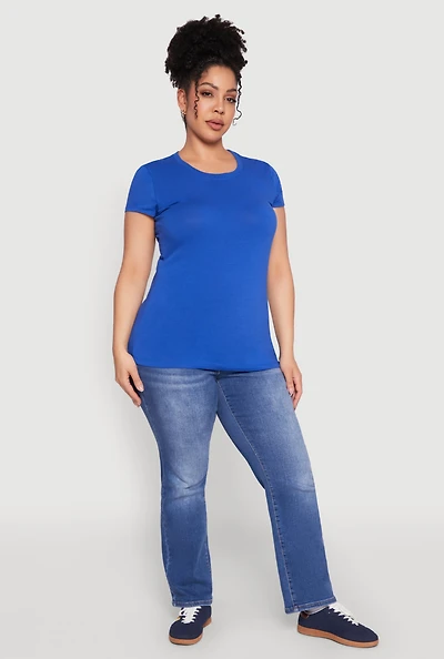 Womens Plus Basic Crew Neck Tee,