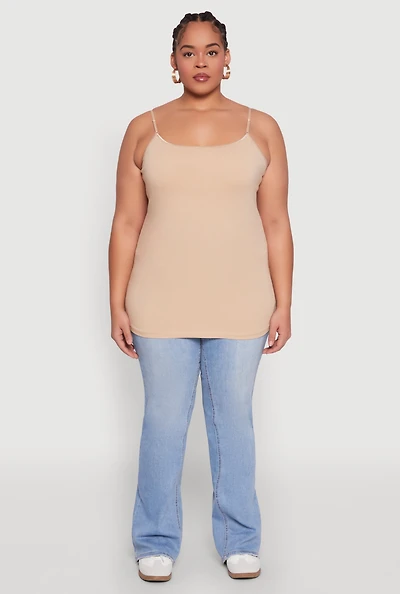 Womens Plus Basic Shelf Bra Cami,