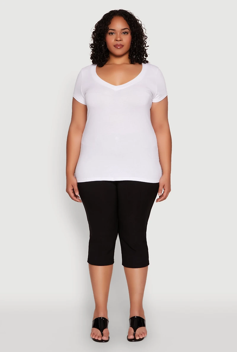 Plus Basic V Neck T Shirt