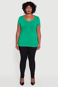 Womens Plus Basic V Neck T Shirt,