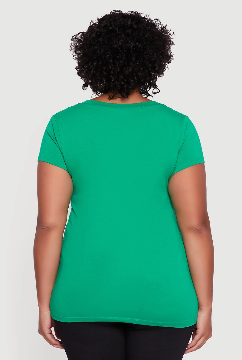 Womens Plus Basic V Neck T Shirt,