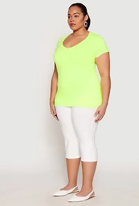 Womens Plus Basic V Neck T Shirt,