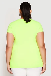Womens Plus Basic V Neck T Shirt,