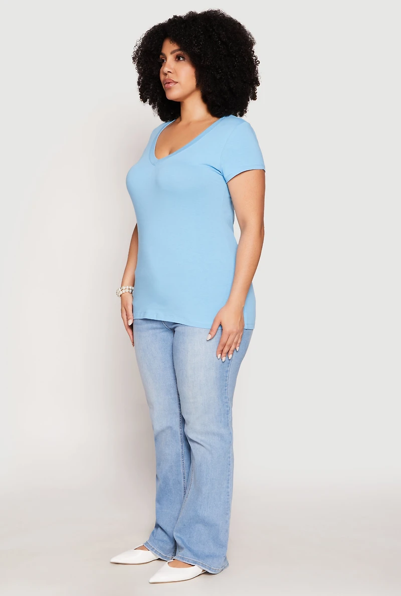 Plus Basic V Neck T Shirt