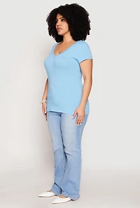 Plus Basic V Neck T Shirt