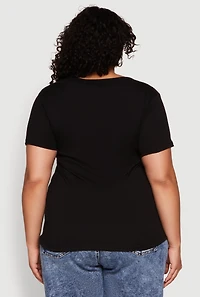 Womens Plus V Neck Short Sleeve Tee,