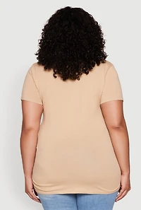 Womens Plus V Neck Short Sleeve Tee,