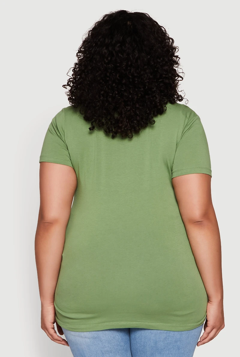 Womens Plus V Neck Short Sleeve Tee,