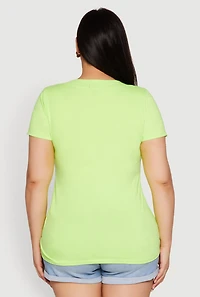 Womens Plus V Neck Short Sleeve Tee, 2X