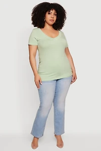 Plus Basic V-Neck Short Sleeve Top