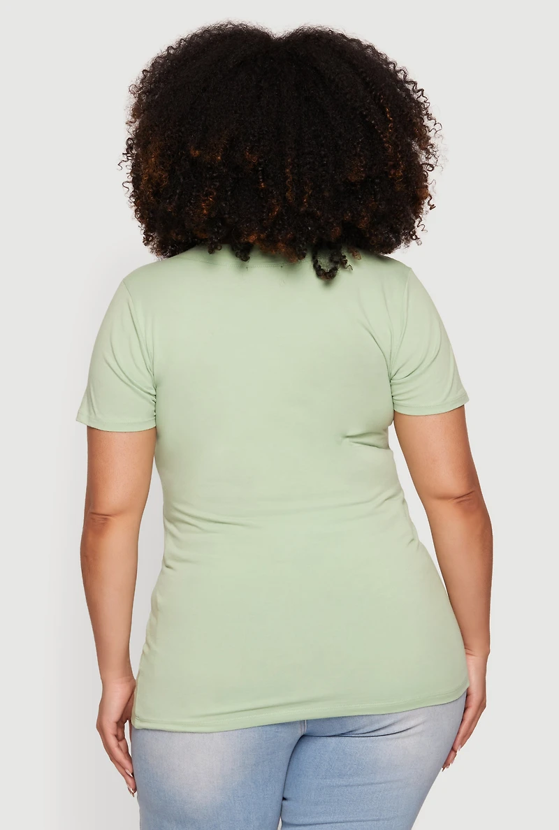 Plus Basic V-Neck Short Sleeve Top