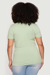 Plus Basic V-Neck Short Sleeve Top