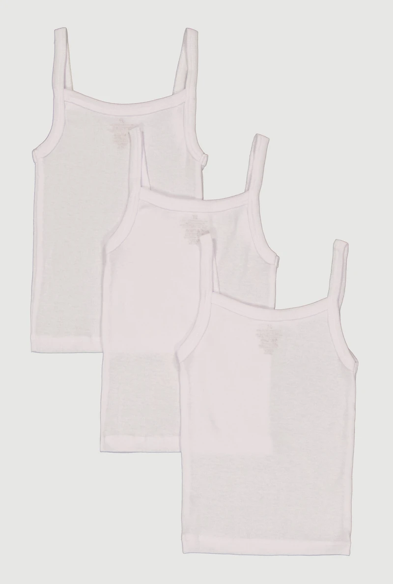 Toddler Girls Square Neck Tank Tops 3 Pack
