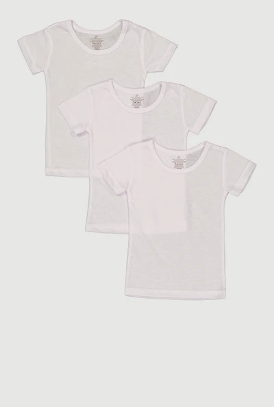 Toddler Girls Crew Neck Short Sleeve Tops 3 Pack