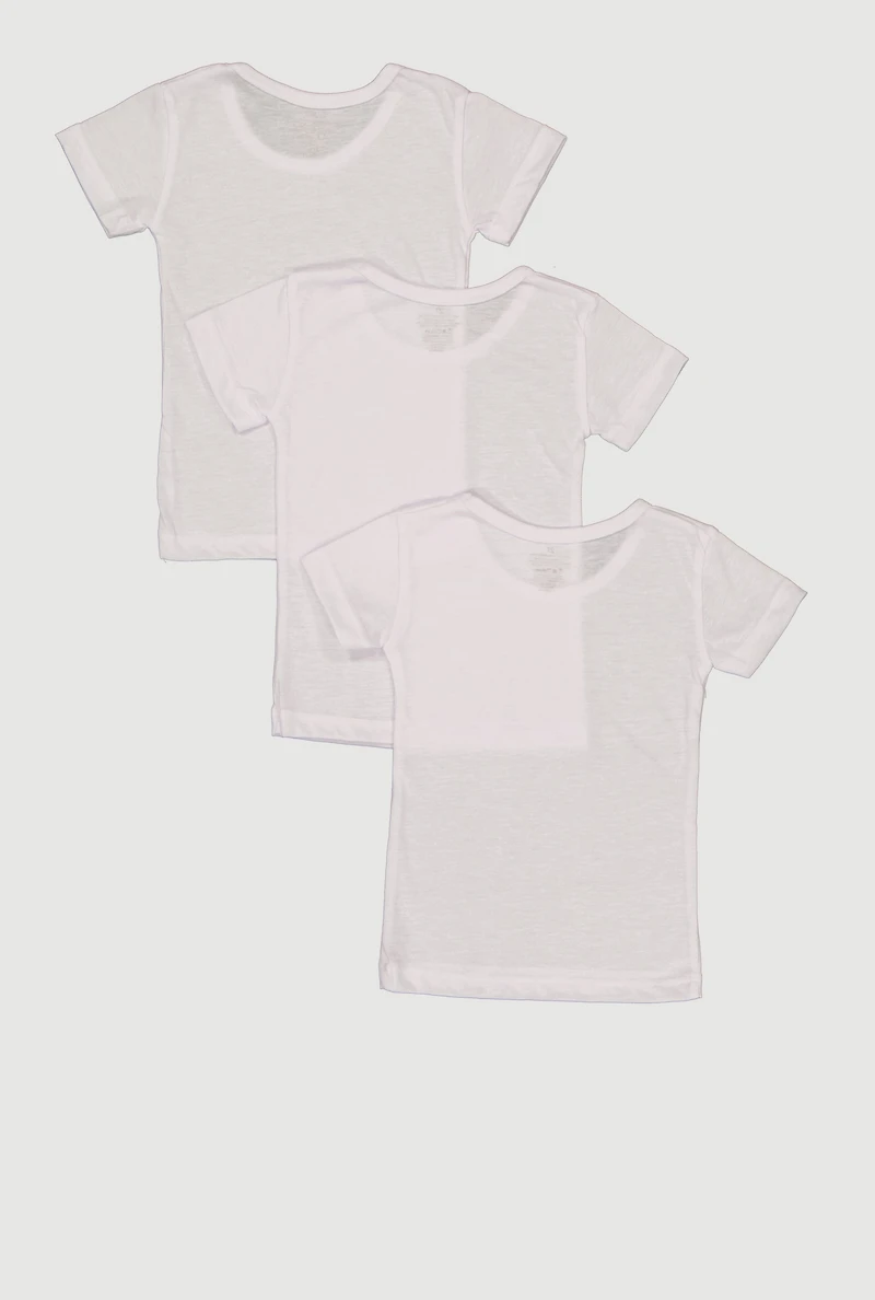 Toddler Girls Crew Neck Short Sleeve Tops 3 Pack