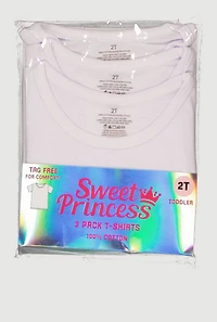 Toddler Girls Crew Neck Short Sleeve Tops 3 Pack