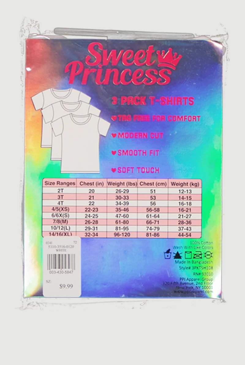Toddler Girls Crew Neck Short Sleeve Tops 3 Pack