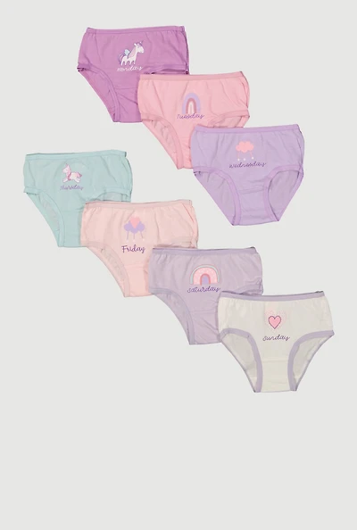 Toddler Girls Unicorn Days of The Week Panties 7 Pack
