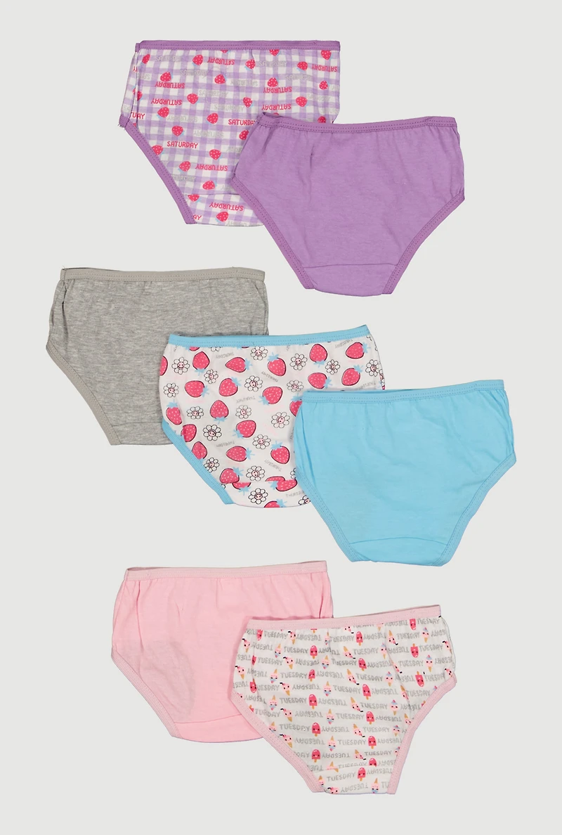 Girls Strawberry Graphic Days of The Week Panties 7 Pack