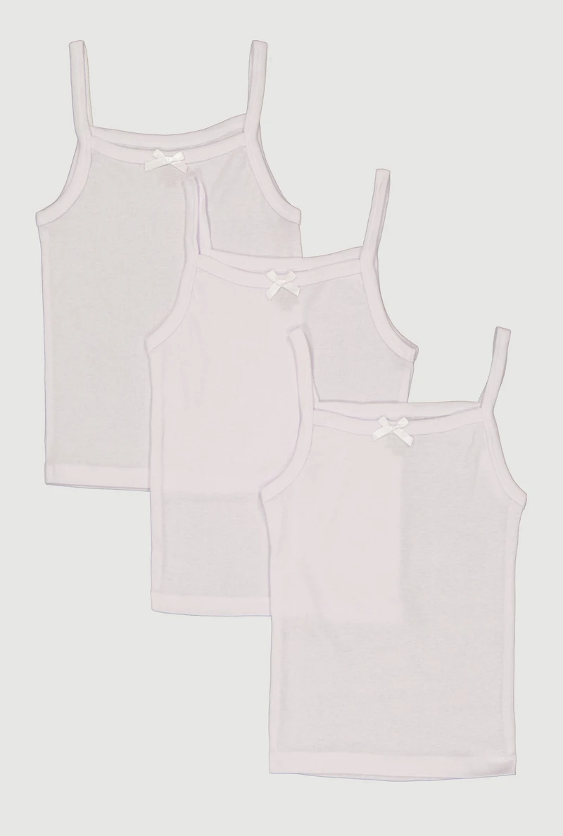 Little Girls Square Neck Tank Tops 3 Pack