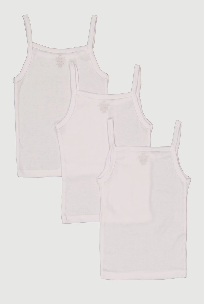 Little Girls Square Neck Tank Tops 3 Pack