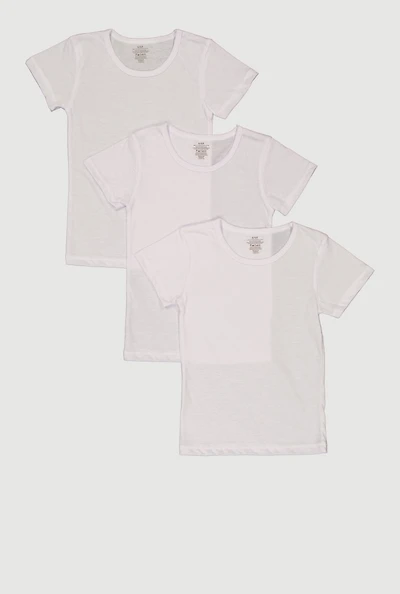 Little Girls Crew Neck Short Sleeve Tops 3 Pack