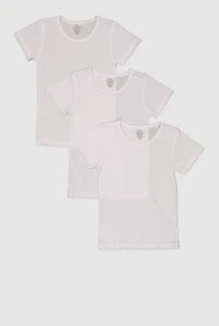 Little Girls Crew Neck Short Sleeve Tops 3 Pack