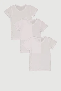 Little Girls Crew Neck Short Sleeve Tops 3 Pack