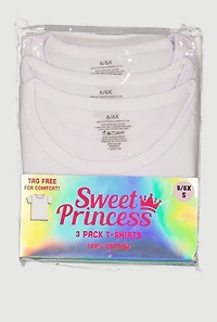 Little Girls Crew Neck Short Sleeve Tops 3 Pack