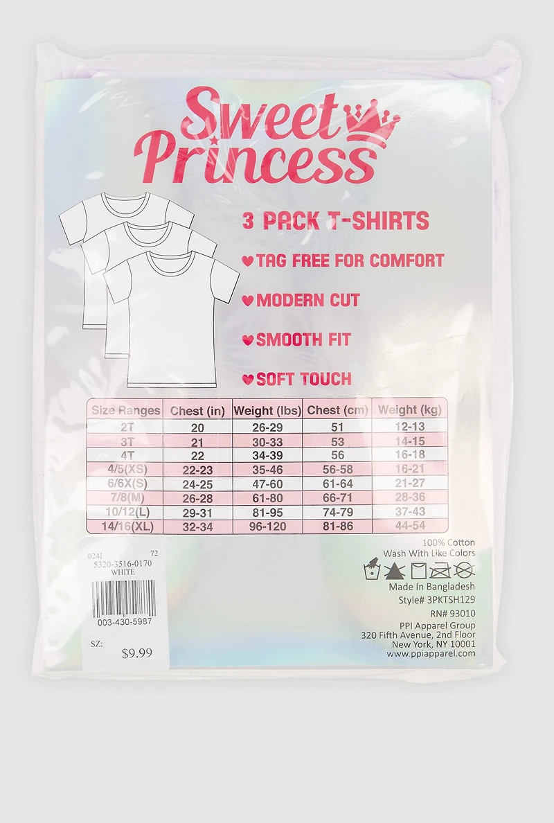 Girls Short Sleeve Crew Neck Tees 3 Pack
