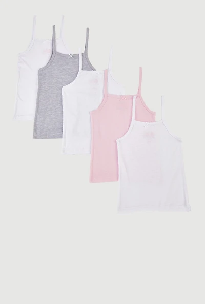 Girls Bow Detail Assorted Camis 5 Pack