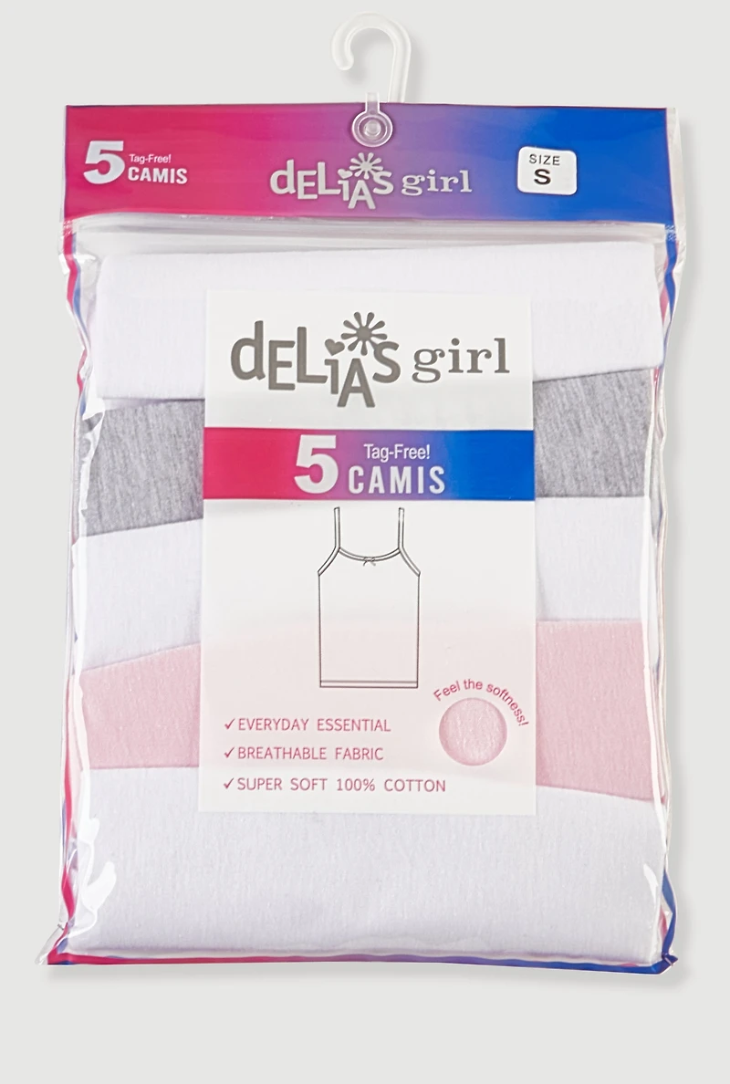 Girls Bow Detail Assorted Camis 5 Pack