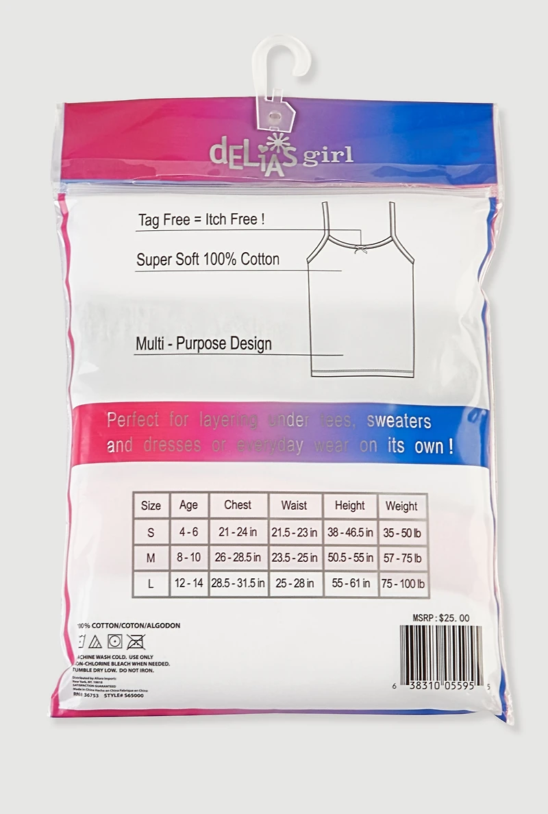 Girls Bow Detail Assorted Camis 5 Pack