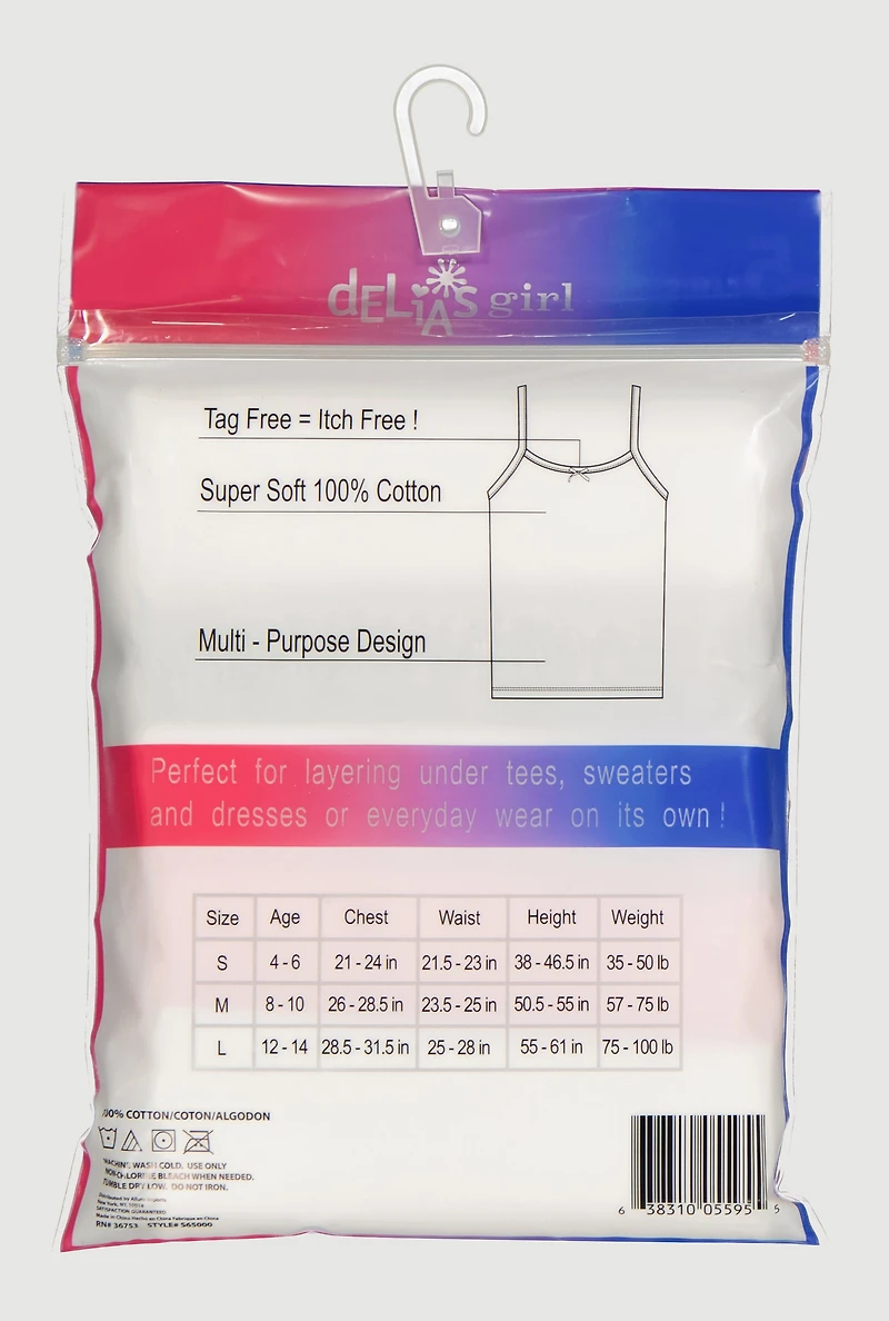 Girls Bow Detail Assorted Camis 5 Pack