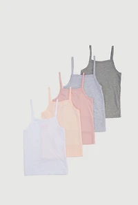 Girls Bow Detail Marled Assorted Camis 5 Pack