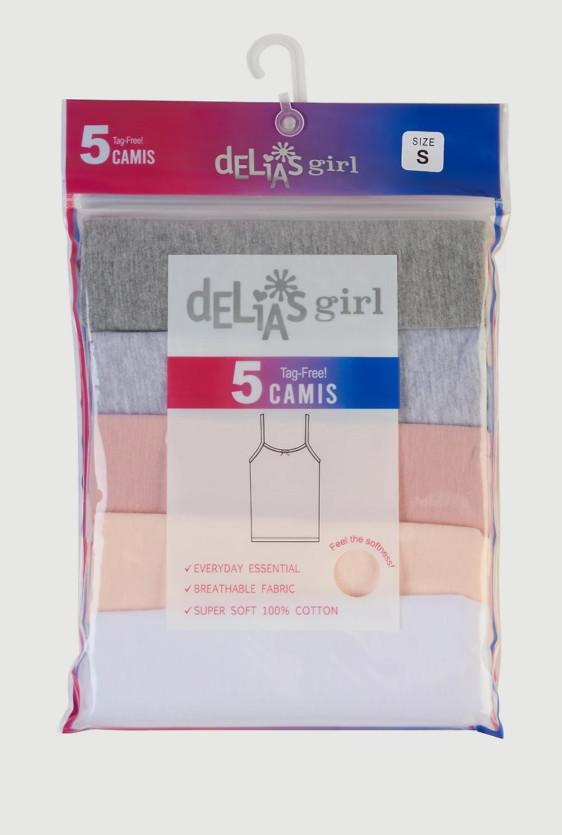 Girls Bow Detail Marled Assorted Camis 5 Pack