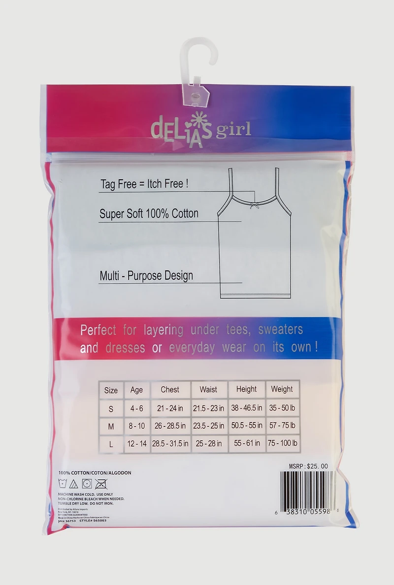 Girls Bow Detail Marled Assorted Camis 5 Pack