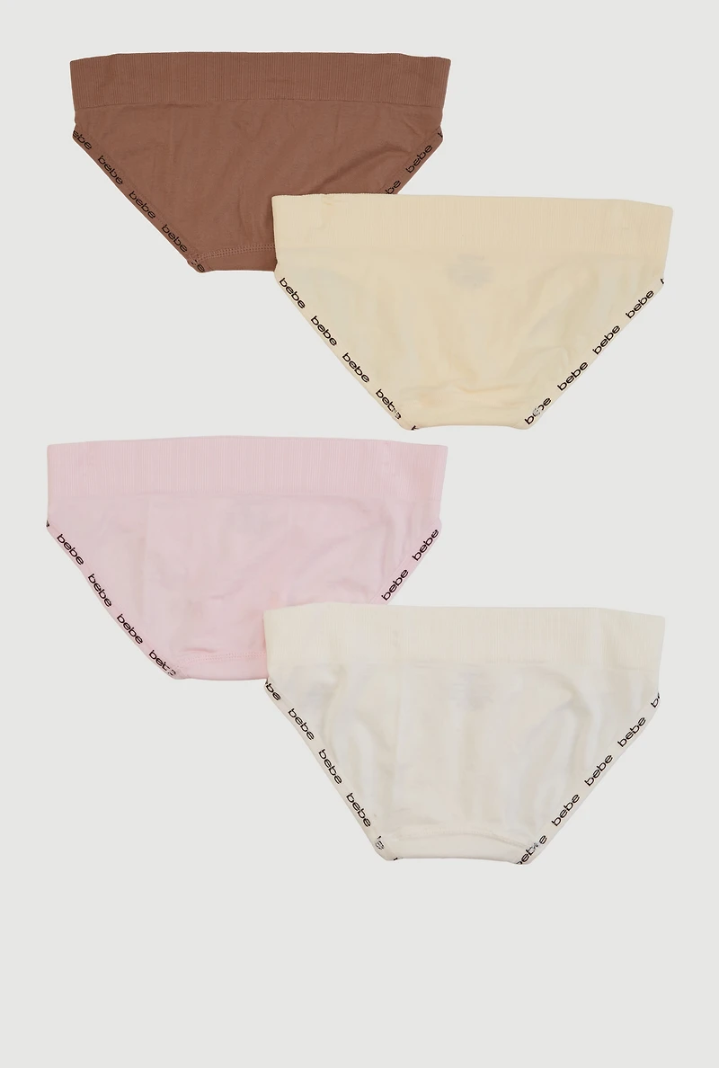 Girls Bebe Trim Seamless Underwear 4 Pack