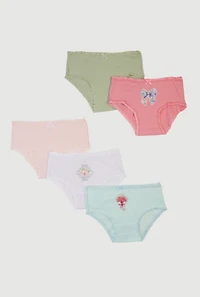 Little Girls Floral Graphic Bow Detail Panties 5 Pack
