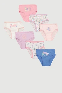 Little Girls Beautiful Butterfly Floral Print Panties 7 Pack
