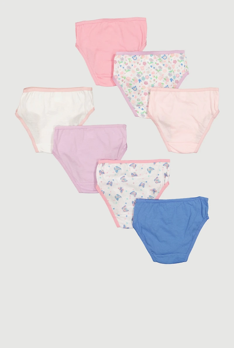 Little Girls Beautiful Butterfly Floral Print Panties 7 Pack