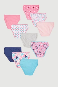Little Girls Heart Print Underwear 10 Pack