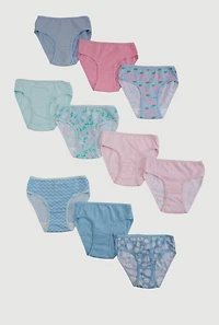 Little Girls Printed Pattern Underwear 10 Pack